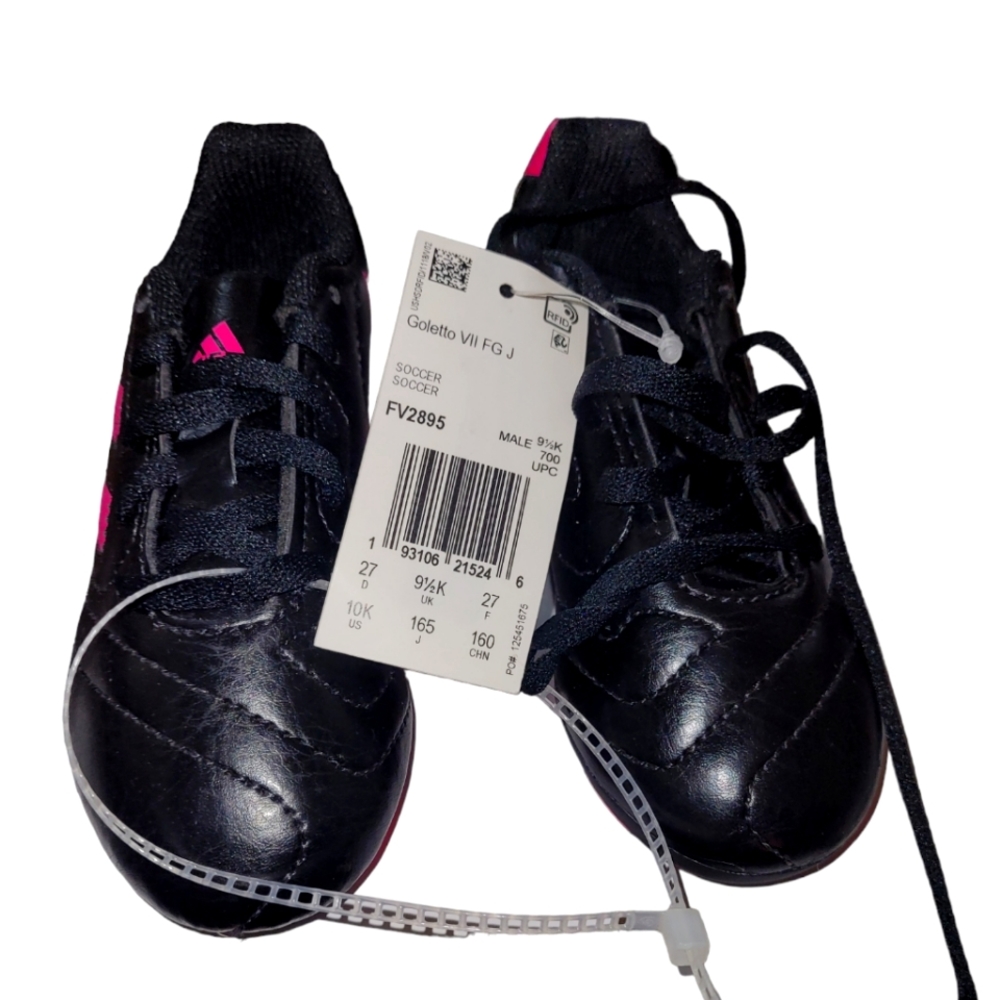 Addias toddler soccer shoes, size 10 (US), pink & black